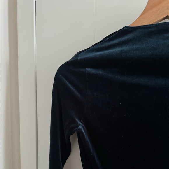 american apparel | green blue deep v-neck velvet dress - Picture 6 of 7